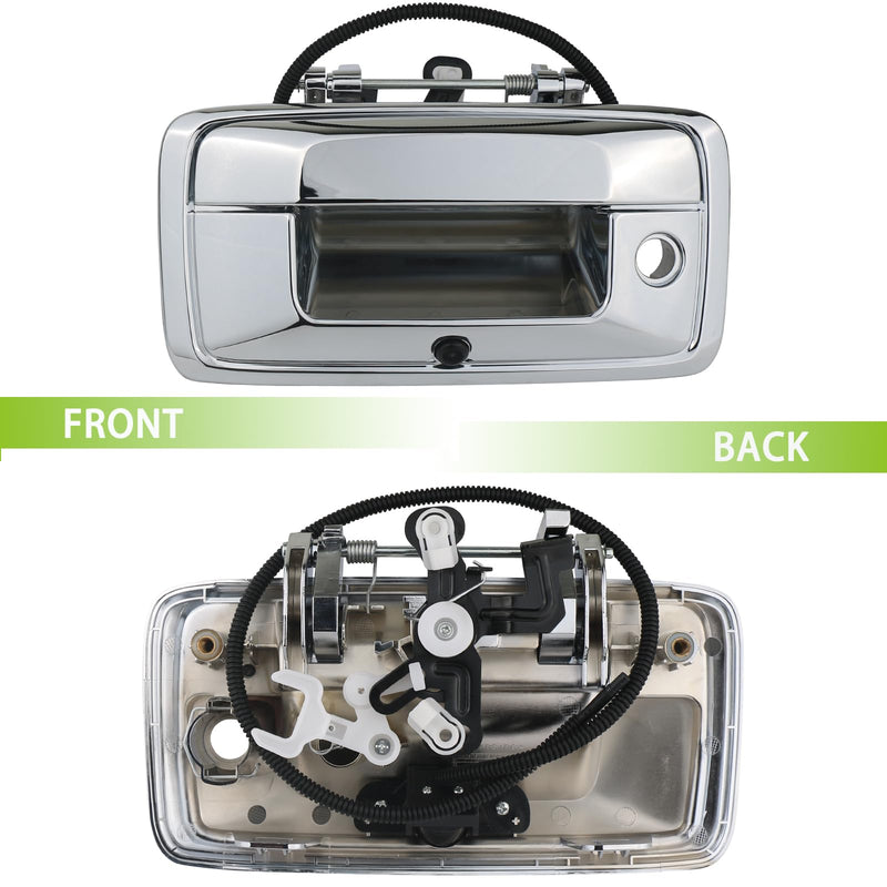 Backup Camera Tailgate Handle Rear View Camera Liftgate Latch Handle with Keyhole Chrome Compatible with 2014-2015 Chevrolet Chevy Silverado Sierra 1500 Replaces 23128692 2014-2015 Chrome