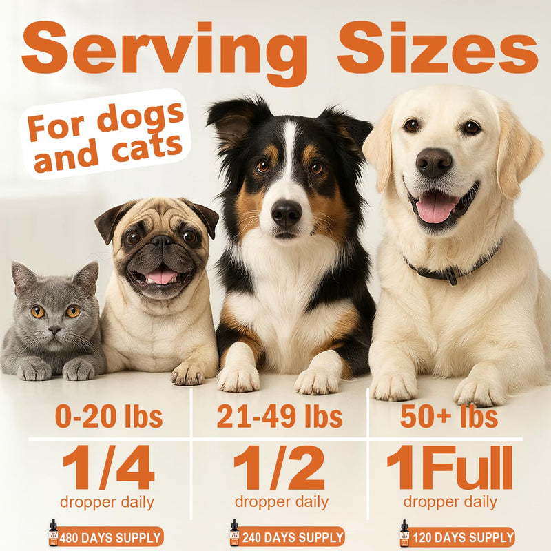 (4-Pack) Organic Hеmp Oil for Dogs and Cats - Hip and Joint Support - Skin and Coat Health - Pet Calming Drop - Omega 3-6-9 and Vitamins - Vet Approved 4-Pack