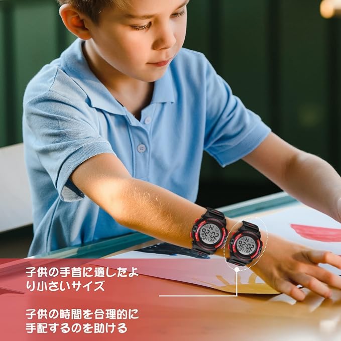 Wrist Watch Kids Girls Children Sports Watch Outdoor Multifunction Waterproof Alert Date Day Display Dual Time LED Analog Display Digital Wrist Watch, Small-Red - NewNest Australia