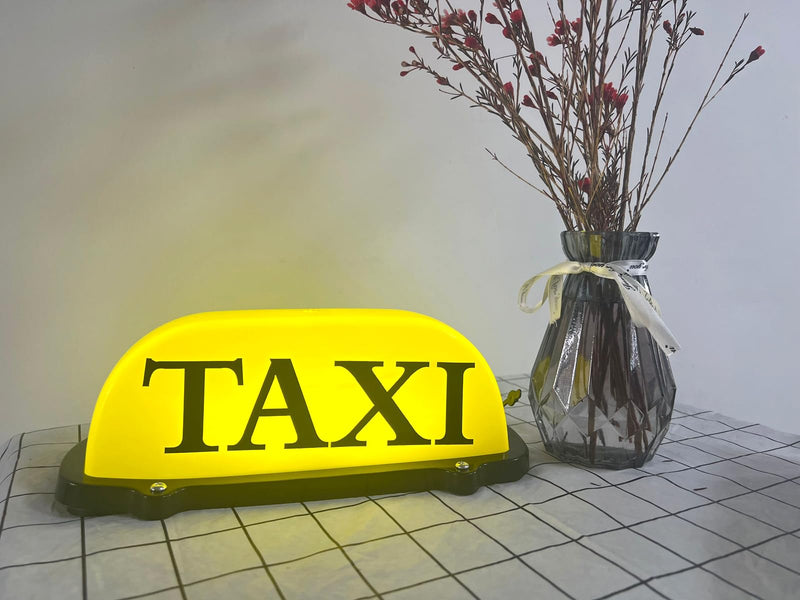 USB Rechargeable LED Car TAXI Sign Top Light Yellow Shell Dome Light With Magnet Base Taxi Light Waterproof Push Button Red Switch