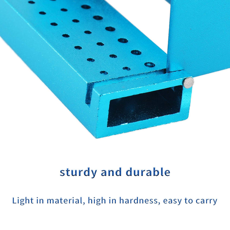 30 Holes Dental Disinfection Burs Holder Station, Bur Block Organizer with Cover Autoclavable Opening Box Case Aluminum for Lab, Dentist Tool - Blue - 12 Months Warranty
