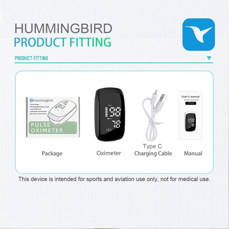 Rechargeable Pulse Oximeter Fingertip - Blood Oxygen Saturation Monitor With Accurate Fast SpO2 Reading (Black)