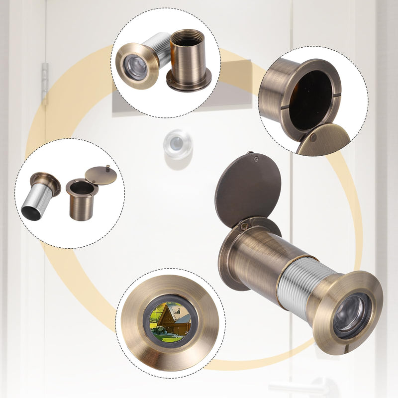 PATIKIL 35 mm Door Viewer Peephole, Zinc Alloy 200-Degree Privacy Door Viewer with Heavy Duty Rotating Privacy Cover Fits for 1-13/16" to 3" for Home Office Hotel, Bronze