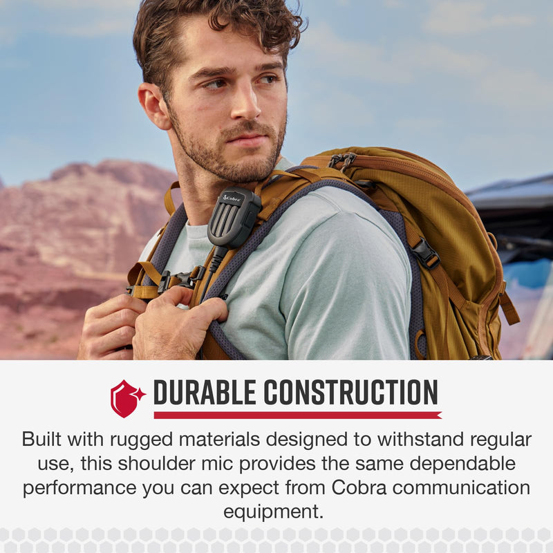 Cobra Shoulder Speaker Microphone - Speaker Mic with Push-to-Talk Button for Cobra Two-Way Radios with 2.5mm Plug