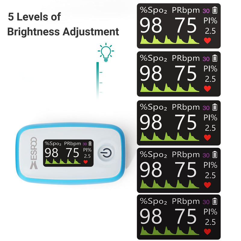 Pulse Oximeter Fingertip, Blue, Oxygen Monitor Fingertip with TFT Display, SpO2 and Heart Rate Measurement Device