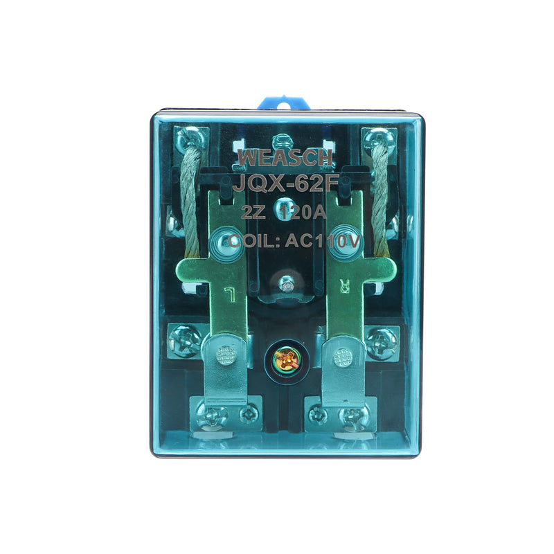 High Power Relay JQX-62F-2Z, Coil Voltage AC 110V 120A, DPDT 2NO 2NC, Electronmagnetic Relay, 35mm Rail Mount (AC 110V, 1)