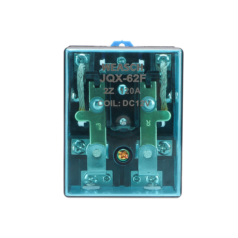 High Power Relay JQX-62F-2Z, Coil Voltage DC 12V 120A, DPDT 2NO 2NC, Electronmagnetic Relay, 35mm Rail Mount (DC 12V, 1)