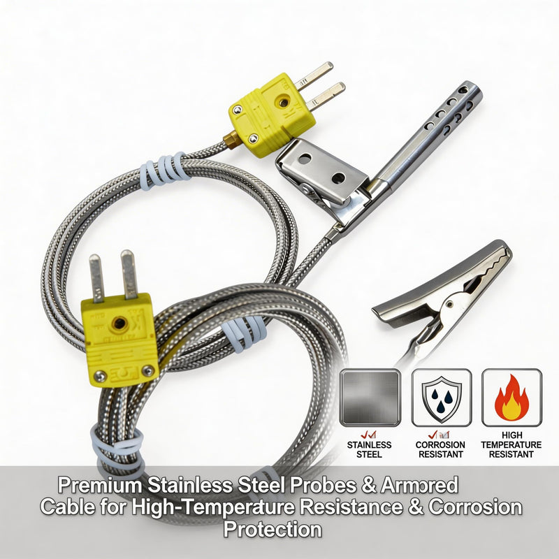 Type K Thermocouple, 2-Pack TL3163K Type K Air Probe for use with the TL0500, | Measurement range: 40–500°F 40–69-inch cable length