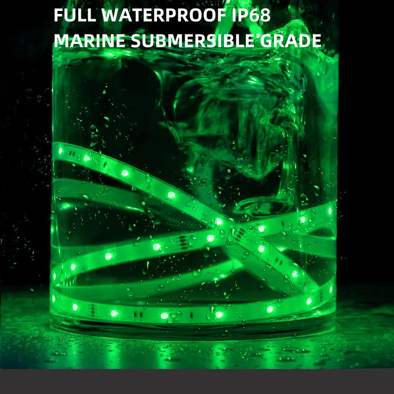 Battery Powered Led Kayak Lights, RGB Color Changing Paddleboard SUP Canoes Lights, IP68 Waterproof Marine Submersible Boat Light Strip with Remote, Marine Boat Interior Light, 2 Pack