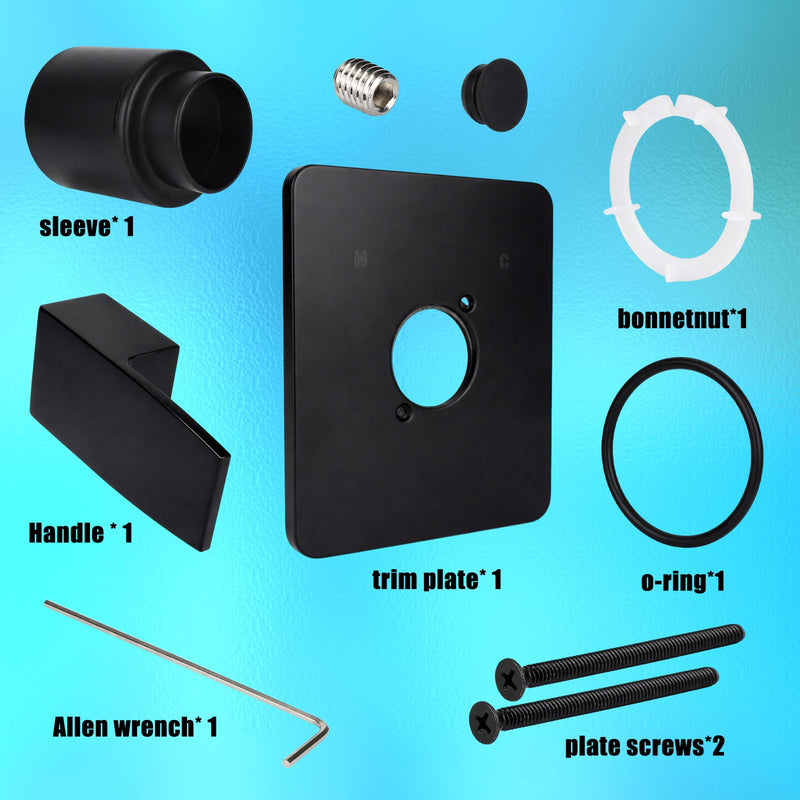 Replacement for Delta 13/14 Series Shower Valve Trim Kit, Premium Metal Tub Shower Handle Replacement Kit Compatible with Delta (Black) Black