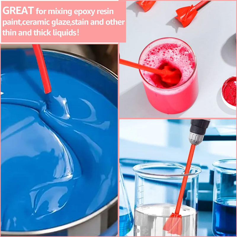 WOPPLXY 20 Pcs Paint Mixer Drill Attachment, Paint Stirrer for Drill, Helix Paint Mixer Resin Mixer Epoxy Plastic Paddles for Mixing Resin, Epoxy, Silicone Molds (Red)