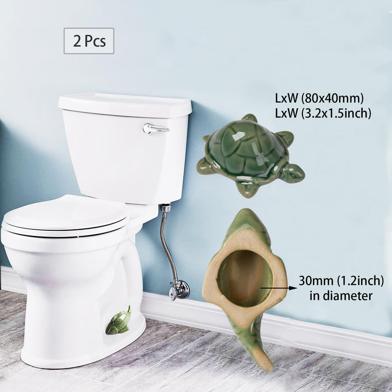 Toilet Bolt Caps, Decorative Toilet Bolt Covers, Ceramic Cute Frog Covers Toilet Bolts Bathroom Decor Easy installation Set of 2 (2pcs Green turtle) 2pcs Green turtle