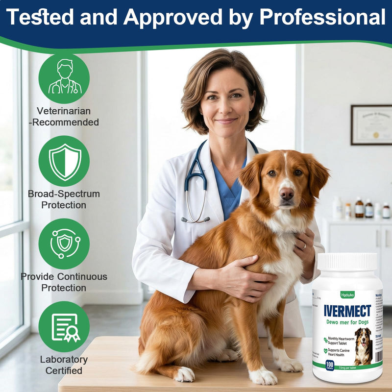 lvermect Tablets for Dog, Supports Canine Heart Wellness, Promotes Circulatory Cardiovascular System, Broad Spectrum Digestive Immune Support, Monthly Wellness Formula, Easy-to-Use Tablets 100 Count