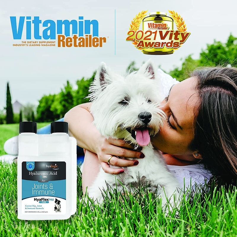 Canine Hyaluronic Acid + Zinc by Hyalogic - Joint & Immune Support, HyaFlex Pro Pure 8oz - Liquid Oral HA Dog & Pet Supplement - PawsPlanet Australia