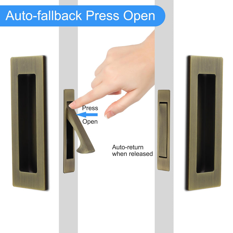 Dontay Pocket Door Handles,Recessed Pull,Non Lock Flush Hardware,Bronze,6''
