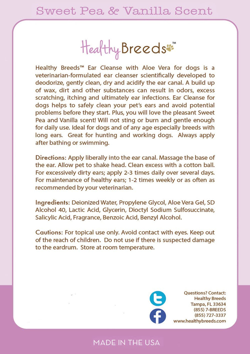 Healthy Breeds German Pinscher Ear Cleanse with Aloe Vera Sweet Pea and Vanilla 8 oz