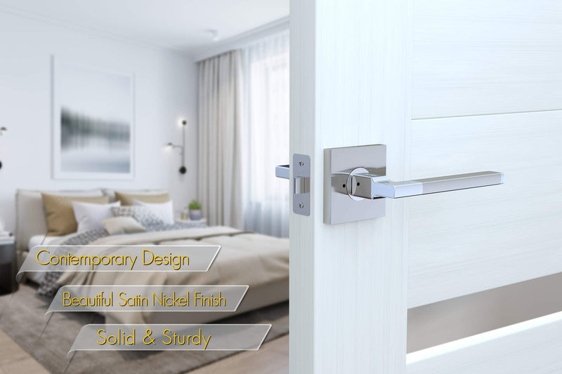 Avalon 0530 'Concord' - Modern Door Handle Lever Set in Satin Nickel Finish (Privacy/Passage) Satin Nickel - PRIVACY / PASSAGE