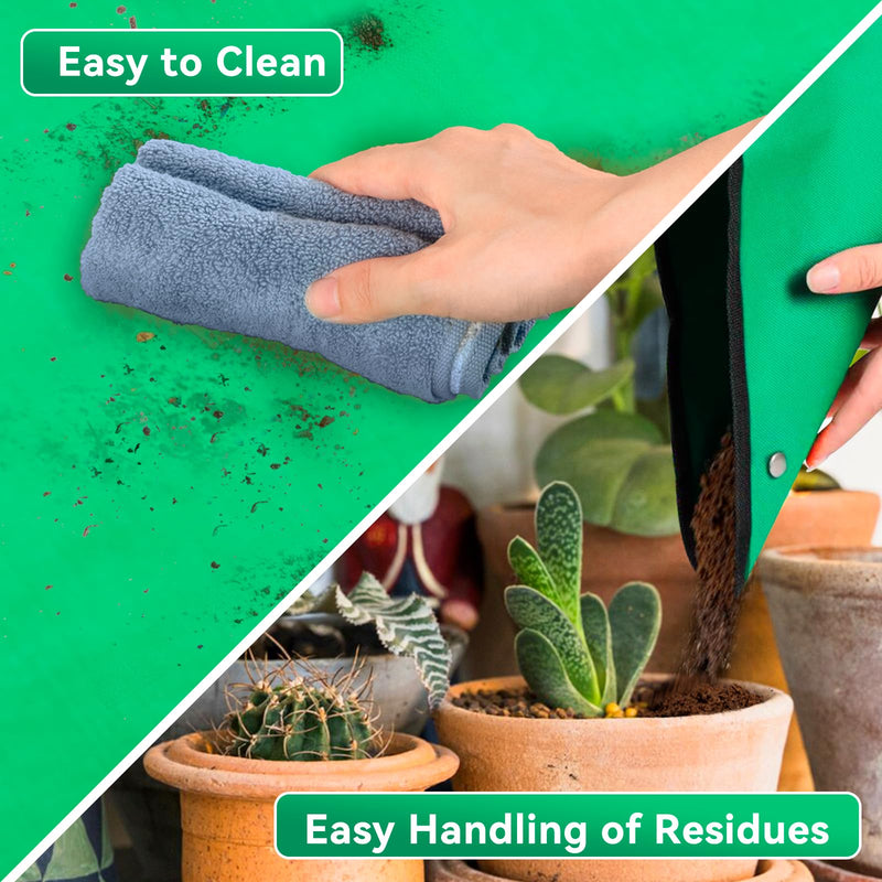 Plant Repotting Mat 26.8" X 26.8",Square Succulent Gardening Mat Waterproof Transplanting Mat Thickened Foldable Soil Change Mat and Potting Soil Mess Control Tidy Tray Repotting Mat Green-small 26.8" X 26.8"