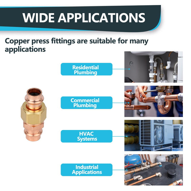 1Pack Seelink 1" Copper Press x 1" Copper Press Union Coupling(PRESS070-1) 1" x 1"