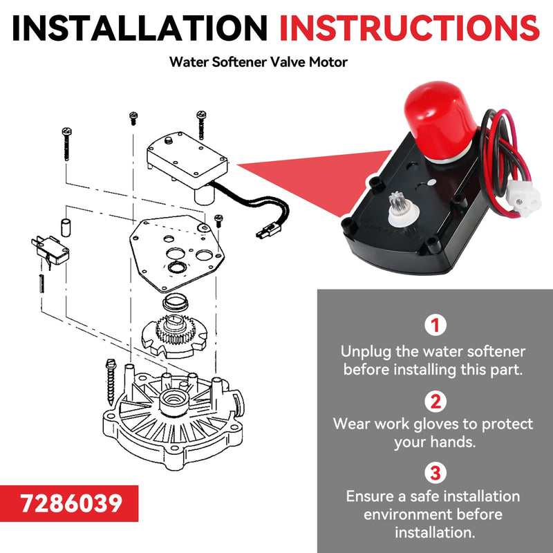 7281291 7286039 7384691 Water Softener Valve Motor with Screws Replaces Old Part Numbers:7234731,7228900, WS26X10021,WS26X21821,Fit for Softener Systems