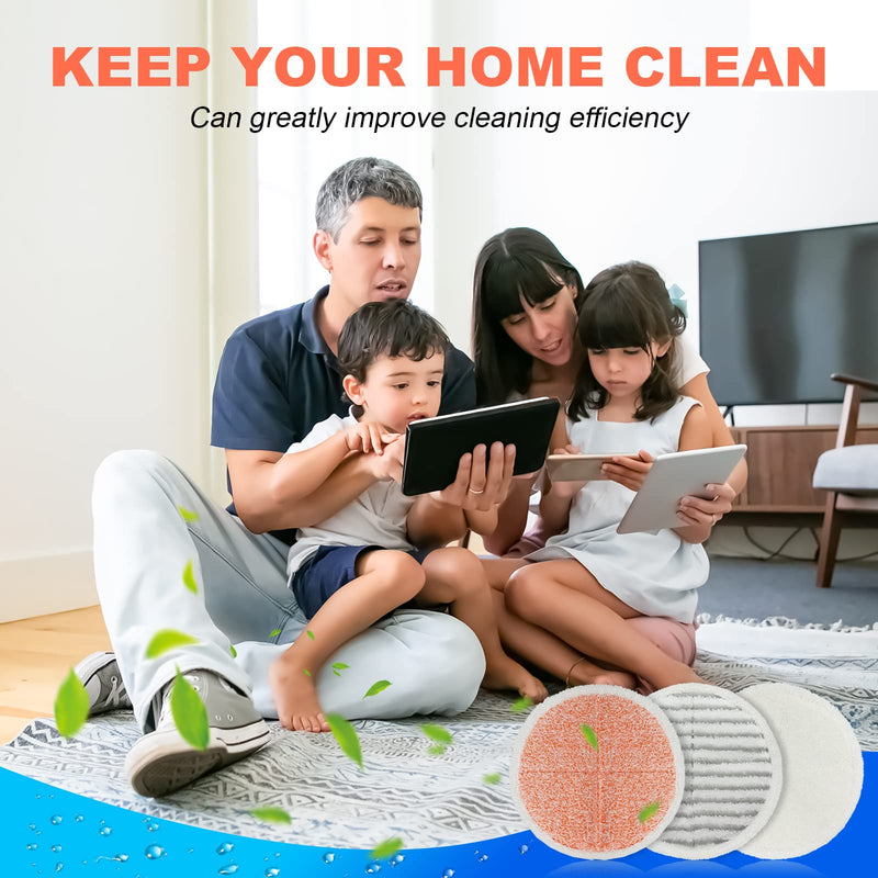 Spinwave Mop Replacement Pads for Bissell Spinwave 20399 23157 23159 2039A 2124A 20393 2039T 2039W 20391 20395 2307 2315A Hard Floor Mop Refill Heavy Scrub Pad- Part #1611297 & 1611298 (6+4+2) 6 Heavy Scrub Pads,2 Soft Pads，4 Scrubby Pads