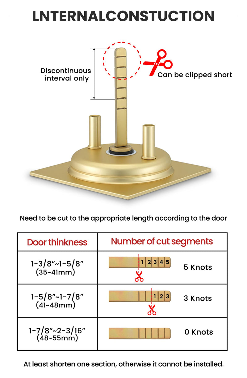 goldenwarm Brushed Gold Pocket Door Lock with Pull, Square Pocket Door Hardware 2-3/8" Backset, Gold Pocket Door Handles 1 Pack 2-3/8” Latch