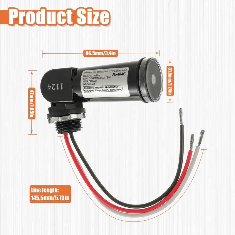 5 Pack 120-277V AC Photocell Light Sensor Light Control Sensor Button Switch IP65 Dusk to Dawn Sensor for Outdoor Lighting Photoelectric Switch with Automatic Illumination Detection Circuit 5 Pack