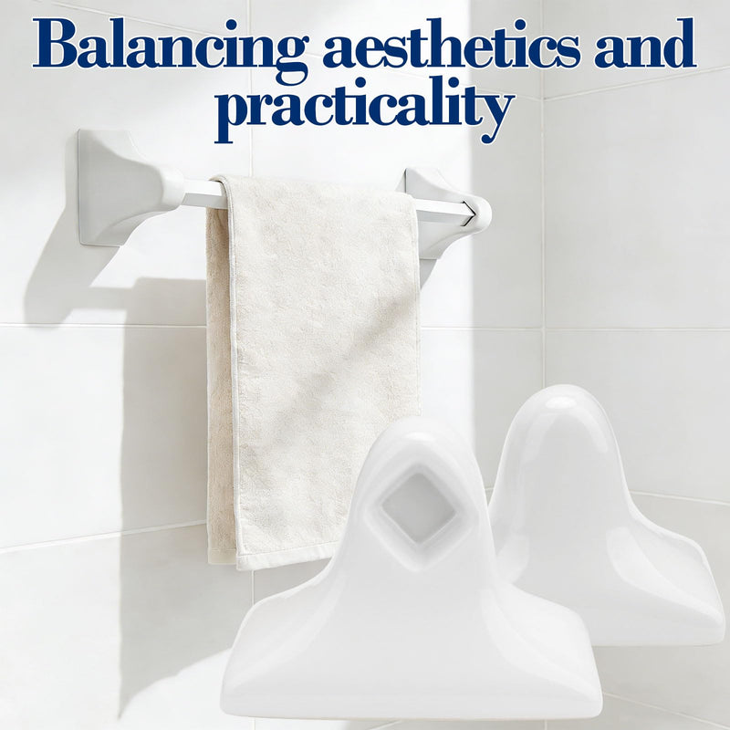 2 Pcs White Glazed Ceramic Towel Bar Replacement Rod Holder Brackets Bathroom Accessory Kit for Bathroom Kitchen Any Wall Surface, Ceramic Porcelain Towel Bar Holder