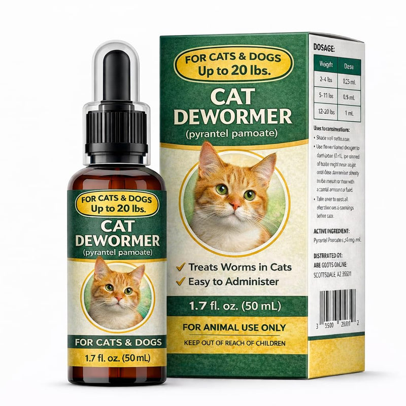 Liquid Dog & Cat Dewormer with Pyrantel Pamoate, for Roundworms & Hookworms, Easy-to-Use Oral Liquid Formula