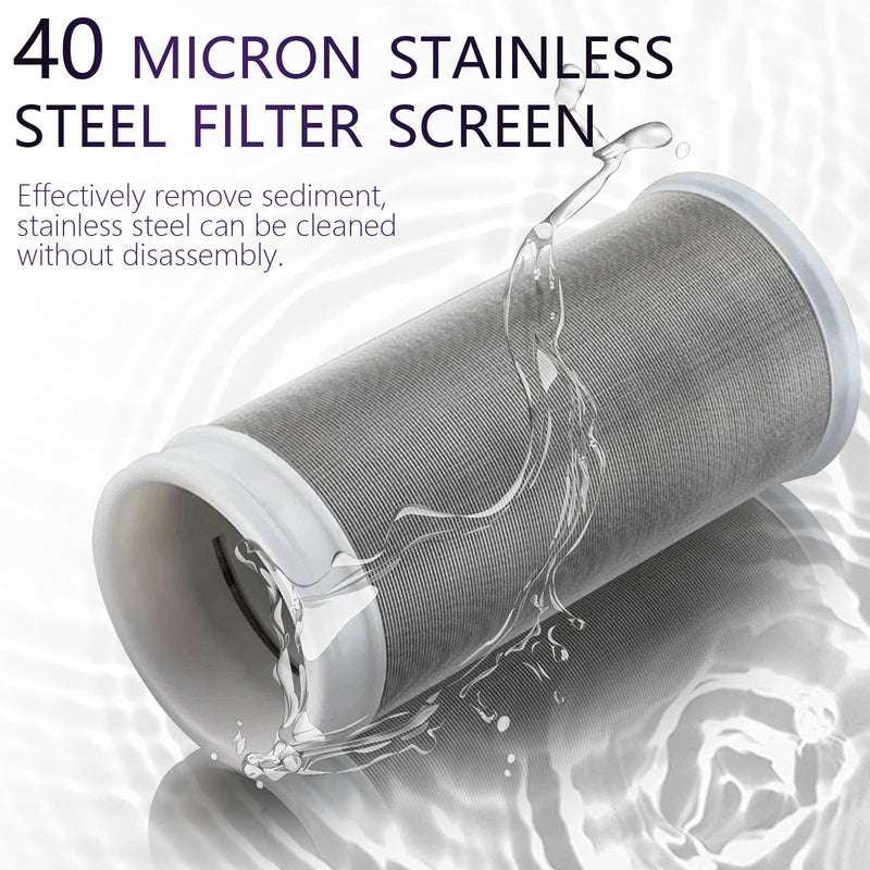 40 Micron Washing Machine Water Filter - Fits 1/2" NPT & 3/4" GHT - Protects Heaters/Showers & Appliances (silver)