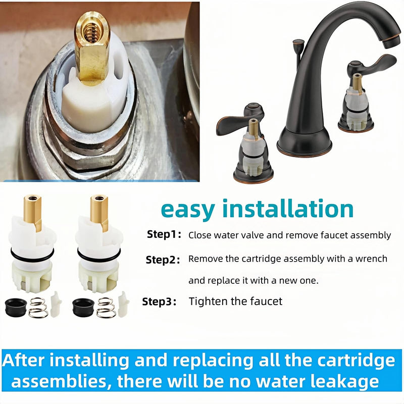 RP25513 faucet stem assembly Replacement Kit,for Delta two handle Faucet Repair Kit,Includes RP24096 Cartridge RP4993 Seat and Spring RP24097 Turn stop1/4, 2 Pack