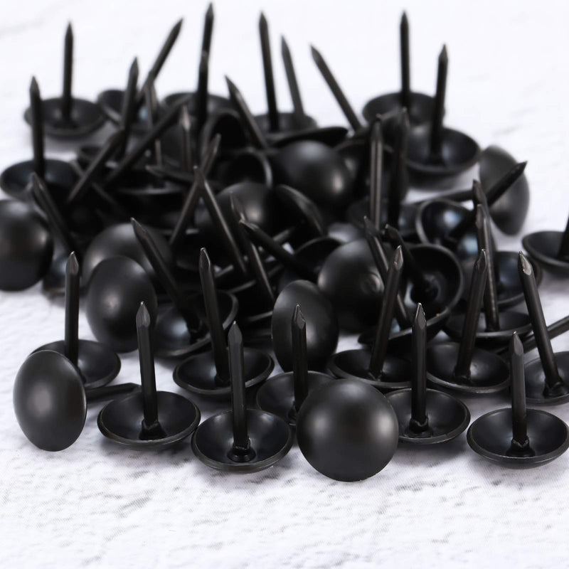 Black Upholstery Tacks, 7/16 Inch Decorative Furniture Tacks Black Thumb Pins Upholstery Nails with Storage Box for Upholstered Furniture Cork Board DIY Project Home Decor 11 x 17 mm(Black,200 Pcs) 200