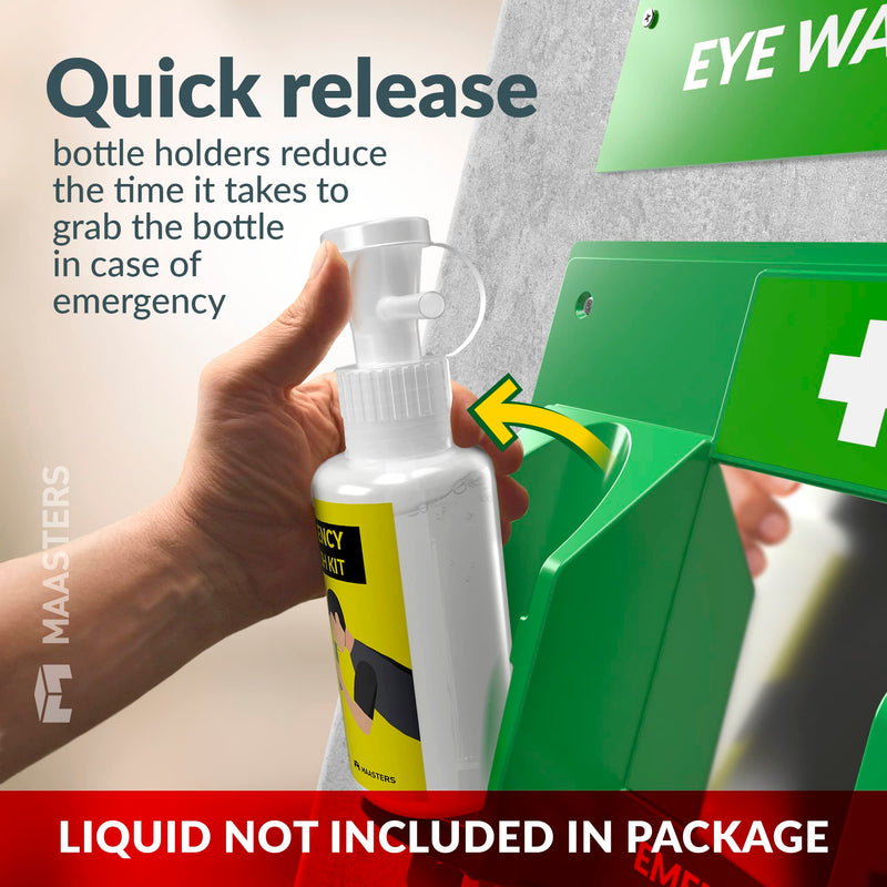 BPA Free Portable Eye Wash Station OSHA Approved - Wall-Mounted First Aid Eye Wash Kit w/Mirror & 2X 16oz Empty Bottles - No Eye Wash Solution Included - Emergency Eyewash - Set of 1 Green