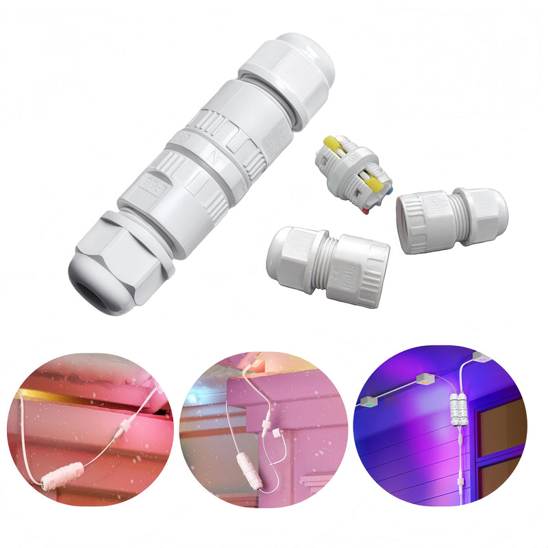 Waterproof Electrical Connectors for Govee Permanent Outdoor Lights,Junction Box Waterproof for Outdoor Road Landscape Lights,External Cord Boxes,Cable Diameter Ø5-12mm (5pcs) white-5