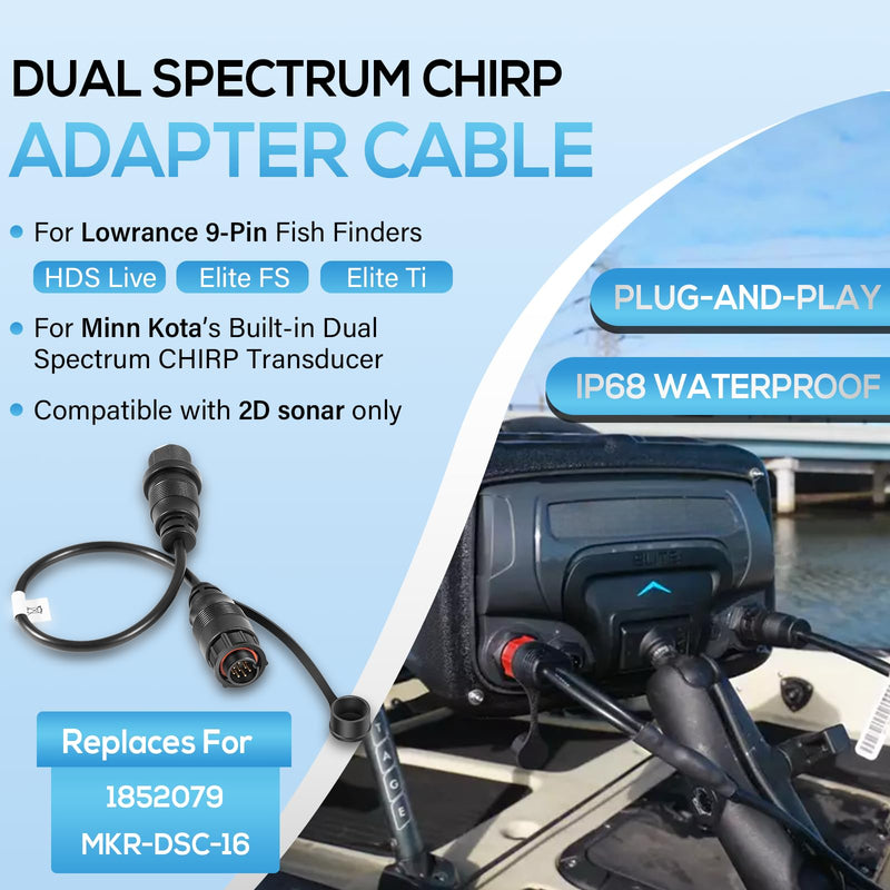 Replacement for Minn Kota 1852079 DSC Adapter Cable MKR-DSC-16 for Lowrance 9-Pin Fish Finders IP68 Waterproof