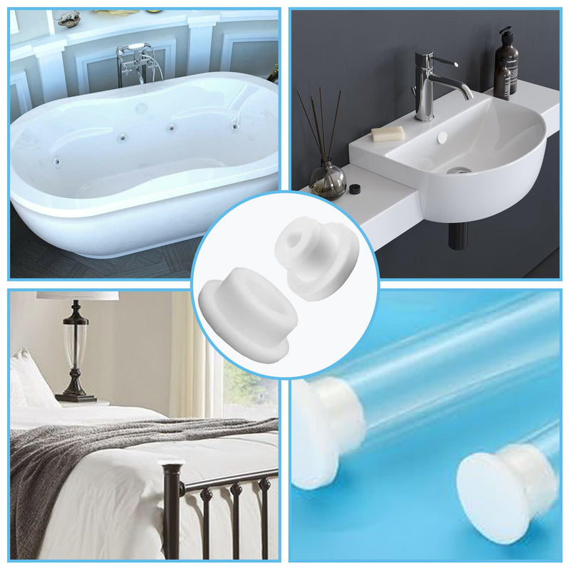 40 PCS Bathtub Jet Covers Silicone Hole Plug White Tube Plugs Waterproof 4 Sizes Bathtub Plug Fit for 12mm 14mm 16mm 22-23mm Bathtub Hole