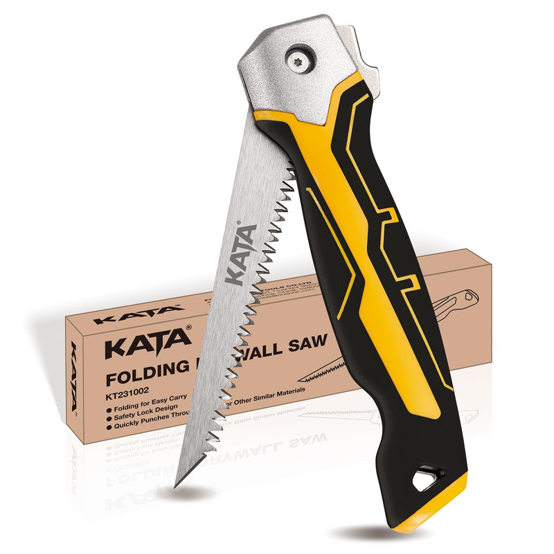 KATA Folding Jab Saw/Drywall Saw, Sheetrock Saw with Soft Grip Handle, Hand Saw, Hacksaw with 65Mn Steel Blade for Wallboard, Plywood and PVC