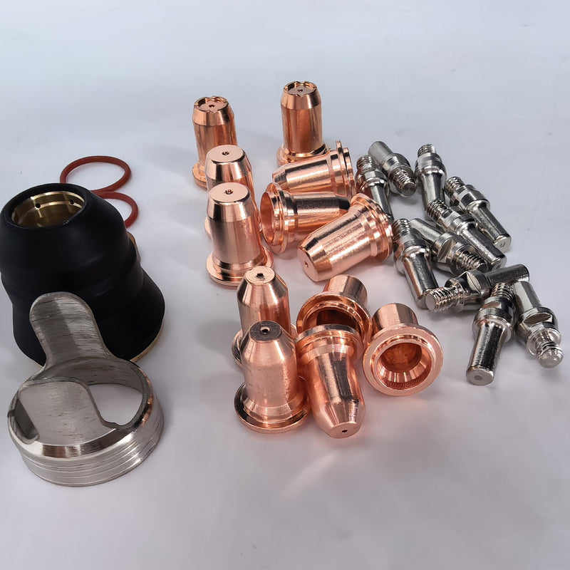 27pcs Plasma Cutter Torch Tip Consumables IPT-60 PT-60 IPT-40 PT40 0.9mm .035" /1.0mm .040" / 1.1mm .045" Electrode Shield Cap/Stand-off/Swirl Ring/O-Rings Plate Cutting/Grid Cutting/Gouging/Marking