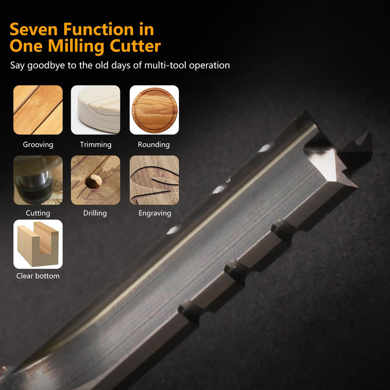 CNC Router Bits 1/2 inch Shank 3 Flutes TCT Straight Router Bit Straight Flute End Mill Cutters Woodworking CNC Trimming Slot Bits Milling Cutter for Wood (12.7 * 6 * 25, 2) 12.7*6*25