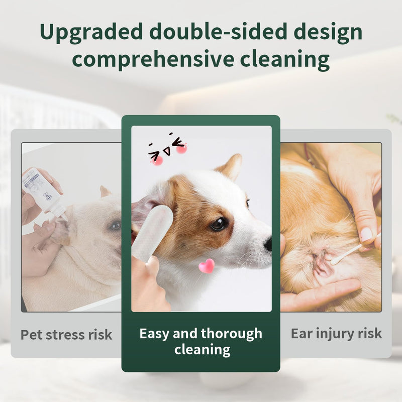 Dog Ear Finger Wipes, Pet Ear Cleaner Wipes Disposable Natural Ear Relief Cleaning Pads Finger Sleeves for Dog Cat Remove Earwax Odor Soothe Ear Itching and Infection, Cat Ear Wipes, 55 Pcs - PawsPlanet Australia