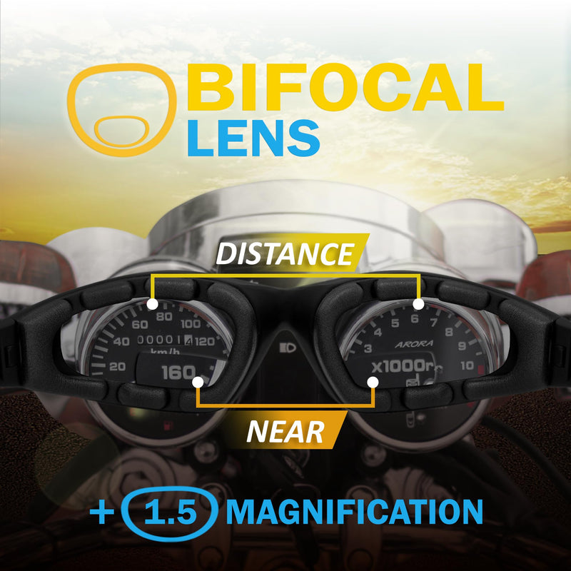 Birdz Eyewear Oriole Bifocal Safety Motorcycle Sunglasses 3 Pairs Black Frames 1.5 Clear & Smoke Lenses Carry Bag (Clear & Smoke)