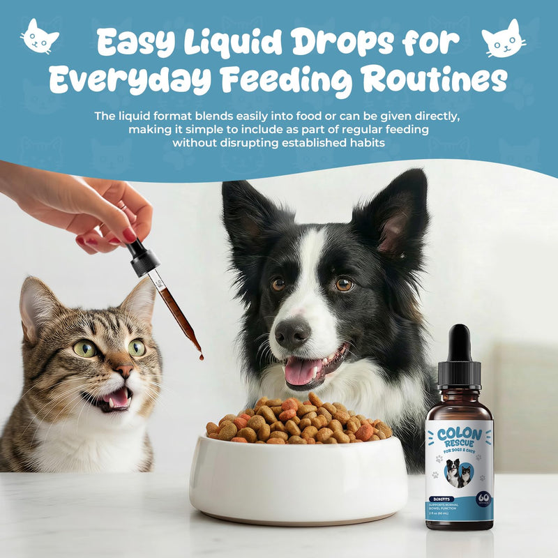 Colon Rescue Digestive Support for Dogs & Cats, Gentle Bowel Balance Liquid Drops with Slippery Elm, Supports Constipation Relief, Digestive Comfort & Stool Eating Deterrent – 2 fl oz (60 mL)