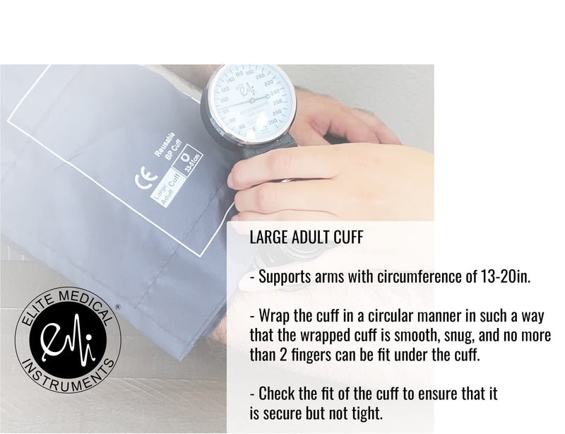 EMI Aneroid Sphygmomanometer Manual Blood Pressure Navy Large Adult Cuff (Large Adult - Navy) Large Adult - Navy