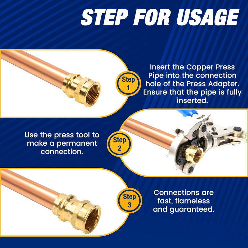 5PCS 1 inch Propress x 1 inch NPT Female Adapter Pressure Copper Fitting ProPress Connect to Female NPT Pipe Lead-Free 1" Propress x NPT Female Adapter-5Pack