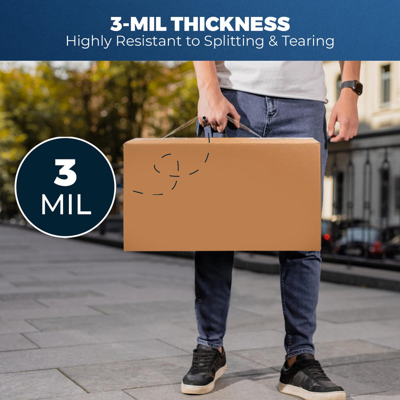 Heavy Duty Packing Tape with Dispenser 1.5" Core - 3 Rolls - Clear Shipping Tape for Boxes, Packaging, Mailing & Moving Supplies - 1.88 in. x 22.2 yd. Pack of 3