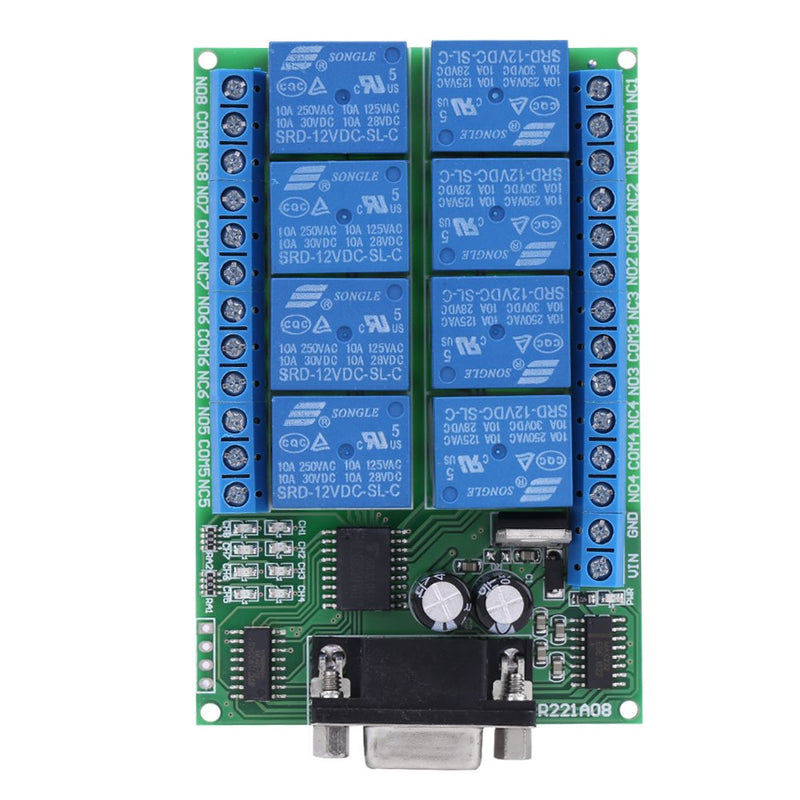 8 Channel Relay Module, 12V 8 CH DB9 RS 232 Relay Module Remote Control Switch Smart Home