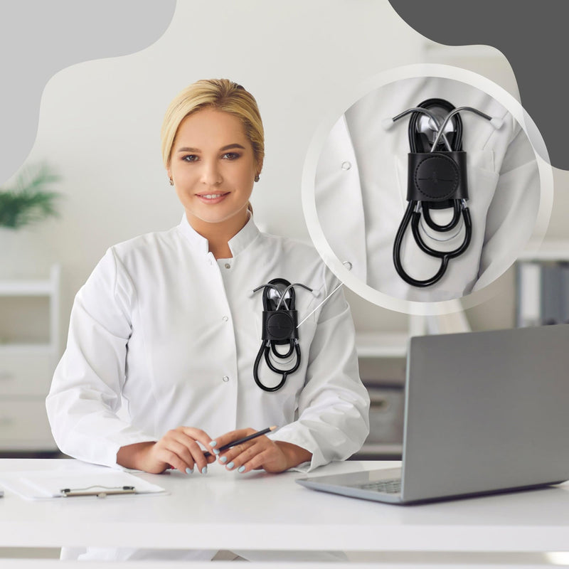 Stethoscope Holder Hip Clip, Stethoscope Accessories, Holster for Scrubs, White Coats, Belts - Essential for Doctors, Nurses, EMTs, Medical Students, Black