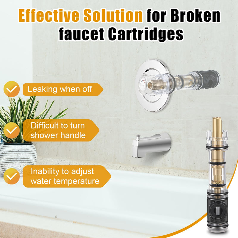 8 Pack Dual Seal Cartridge Replacement Compatible with Moen 1225 1225B Cartridge, One Handle Lavatory and Bathroom Faucet Cartridges Fits Single Handle Faucet Showers, Brass