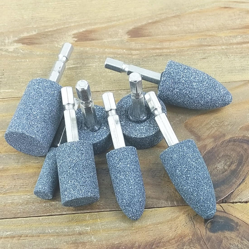 𝐋𝐮𝐨 𝐤𝐞 8 Pcs Rotary Grinding Stone - 1/4'' Hex Shank Assorted Shape Abrasive Stone Mounted Grinding Point Aluminum Oxide Sharpening Bits for Rotary Tool Drill 8Pc Assorted Grinding Stones