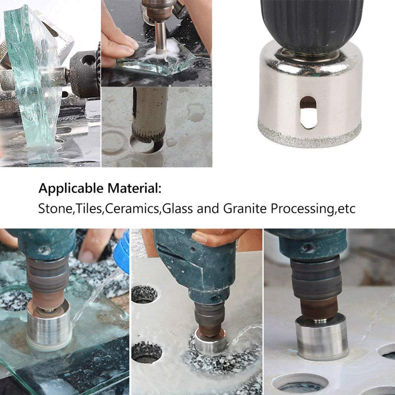 3 otters 15PCS Diamond Hole Saw Kit, Glass Drill Bits for Drilling Holes in Glass, Bottles, Marble, Granite Stone, Tile Cutting 0.24 Inch - 2 Inch（6mm - 50mm